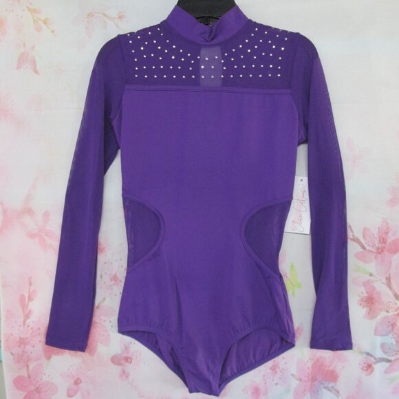 Leotard New Elisse Women's SA MA or LA Long Sleeve Dance Ballet Costume Purple - Picture 4 of 6